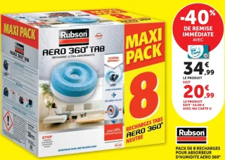 Pack de 8 recharges pour absorbeur d'humidité Aero 360° Neutre Rubson