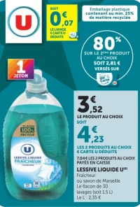 Lessive liquide U Fraîcheur ou savon de Marseille