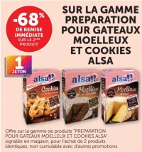 Gamme Préparation pour gâteaux moelleux et cookies Alsa