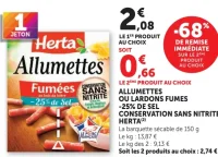 Allumettes ou lardons fumés Herta