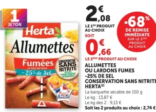 Allumettes ou lardons fumés Herta