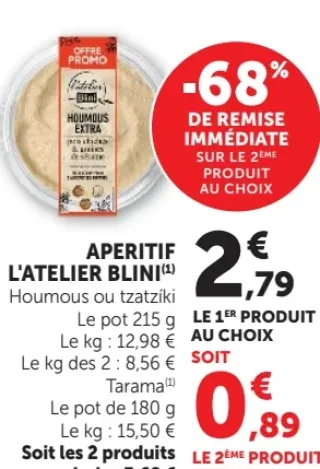 Apéritif L'atelier Blini Houmous ou tzatziki