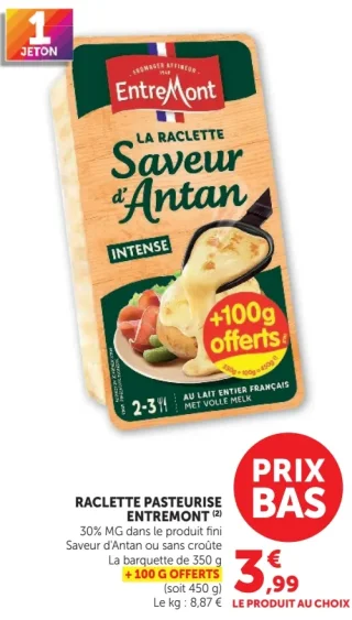 Raclette pasteurise Entremont Saveur d'Antan