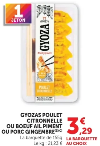 Gyozas Poulet Citronnelle ou Boeuf Ail Piment ou Porc Gingembre