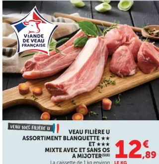 Assortiment Blanquette et Mixte avec et sans os Veau Filière U