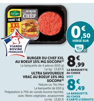 Burger du Chef XXL au Boeuf 15% MG Socopa
