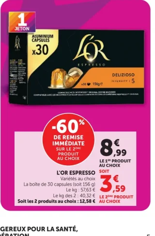 L'Or Espresso Delizioso café en capsules x30