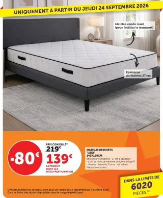 Matelas Ressorts Liko 140x190cm