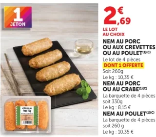 NEM AU PORC OU AUX CREVETTES OU AU POULET AGIS