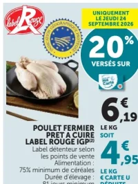 Poulet fermier prêt à cuire label rouge IGP