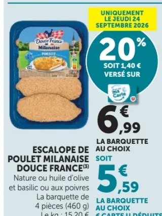 Escalope de poulet milanaise Douce France