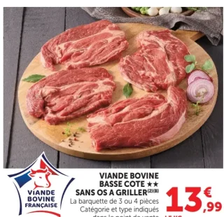 Viande Bovine Basse Cote sans os à griller
