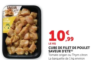 Cube de filet de poulet Saveur d'Eté (Tomate origan ou Thym citron)