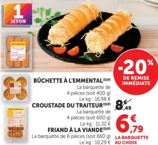 Bûchette à l'emmental, Croustade du traiteur, Friand à la viande