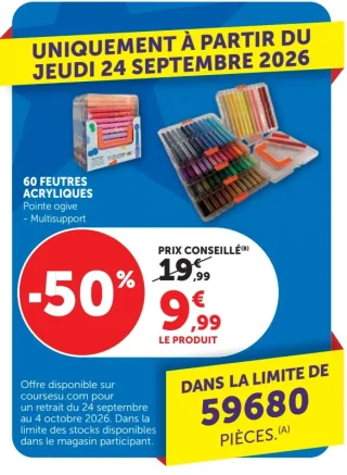 60 feutres acryliques pointe ogive multisupport