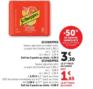 Schweppes Saveur agrumes ou indian tonic