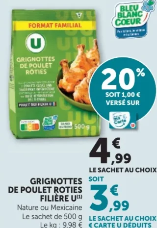 Grignottes de poulet rôties Filière U