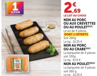 Nem au porc ou aux crevettes ou au poulet / crabe AGIS
