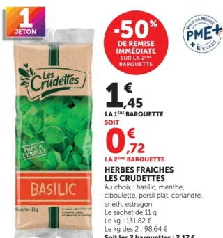 Herbes fraîches Les Crudettes (basilic, menthe, ciboulette, persil plat, coriandre, aneth, estragon)