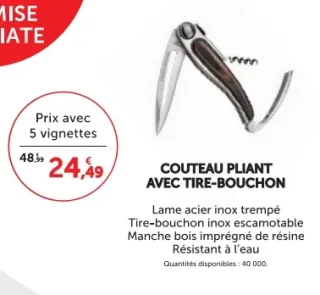Laguiole Heritage Couteau pliant avec tire-bouchon