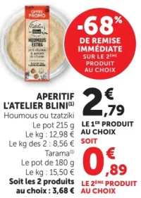 Apéritif L'Atelier Blini Houmous, Tzatziki ou Tarama