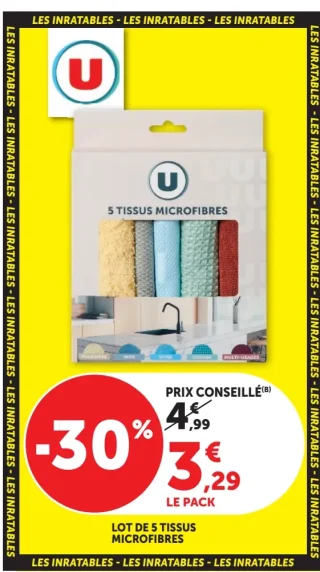 Lot de 5 tissus microfibres U