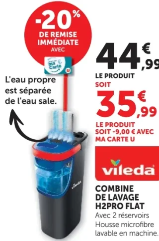 Combiné de lavage H2PRO Flat Vileda