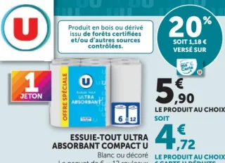 Essuie-tout ultra absorbant compact U