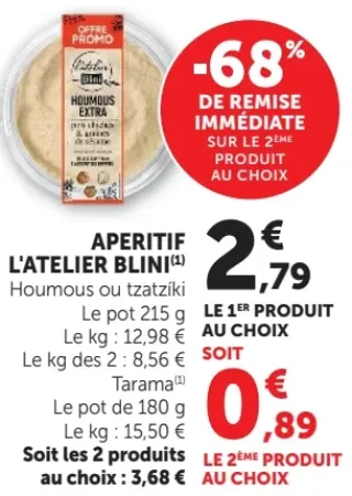 Apéritif L'Atelier Blini Houmous, Tzatziki ou Tarama