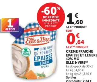 Crème Fraîche Épaisse et Légère 12% MG Elle & Vire