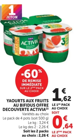 YAOURTS AUX FRUITS AU BIFIDUS OFFRE DECOUVERTE ACTIVIA