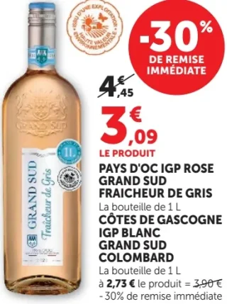Pays d'Oc IGP Rose Grand Sud Fraicheur de Gris