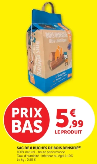 Sac de 8 bûches de bois densifié
