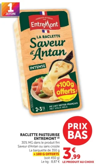 Raclette Pasteurisée Entremont Saveur d'Antan