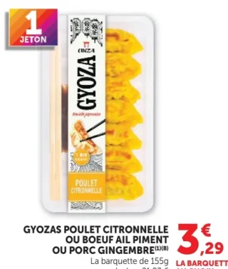 Gyozas Poulet Citronnelle, Boeuf Ail Piment, Porc Gingembre Kinza