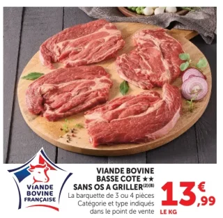 Viande bovine basse cote ★★ sans os a griller
