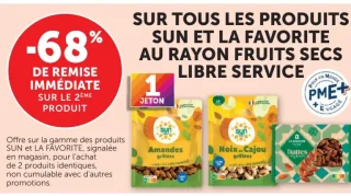Produits Sun et La Favorite au rayon fruits secs
