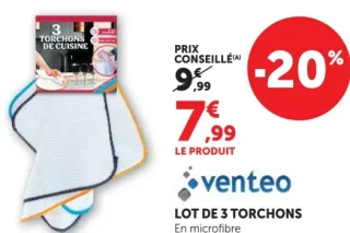 Lot de 3 torchons Venteo En microfibre