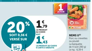 Nems U porc ou crevettes ou poulet 4x70g