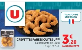 Crevettes panees cuites U