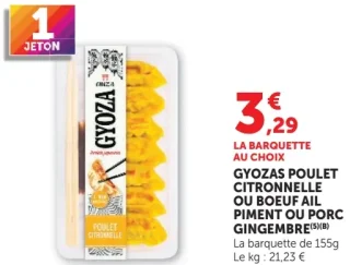 GYOZAS POULET CITRONNELLE OU BOEUF AIL PIMENT OU PORC GINGEMBRE CINZA