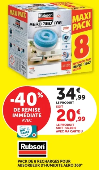 Pack de 8 recharges pour absorbeur d'humidité Aero 360° Rubson