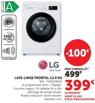 Lave-linge frontal LG 9 kg F94N15WHS
