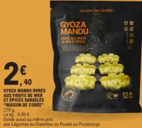 GYOZA MANDU DORÉS AUX FRUITS DE MER ET ÉPICES SURGELÉS "MAISON DE CORÉE"