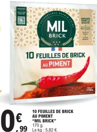 10 feuilles de brick au piment Mil Brick
