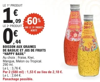 BOISSON AUX GRAINES DE BASILIC ET JUS DE FRUITS "HAPPY BASIL"