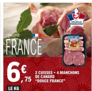 2 cuisses + 4 manchons de canard Douce France