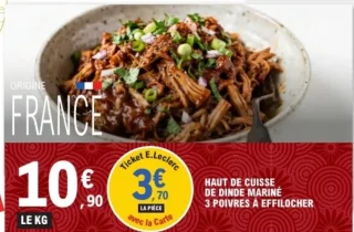 Haut de cuisse de dinde mariné 3 poivres à effilocher