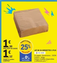 Lot de 50 serviettes 2 plis Homeside