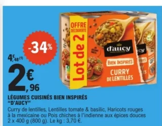 Légumes cuisinés Bien Inspirés d'Aucy